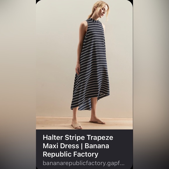 Banana Republic Factory | Dresses | Nwt Banana Republic Factory Halter  Stripe Trapeze Maxi Dress Xl | Poshmark